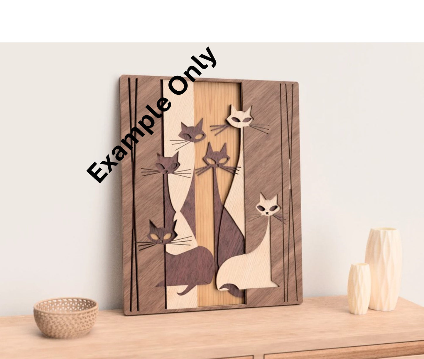 5 Layer, Laser Cut Wall Art Kit - Abstract Cat