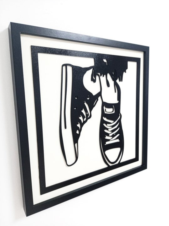 Trendy Sneakers - Laser Cut Wall Art, Framed - 43cm x 43cm x 3cm - Urban Vibe Studio