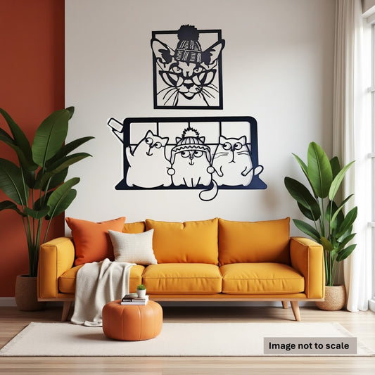 Two Picture Combo - Cool Cats - Laser Cut Wall Art - Urban Vibe Studio
