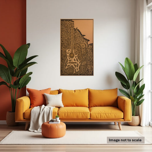 Mandala Guitar - 9 Layer, Laser Cut Wall Art