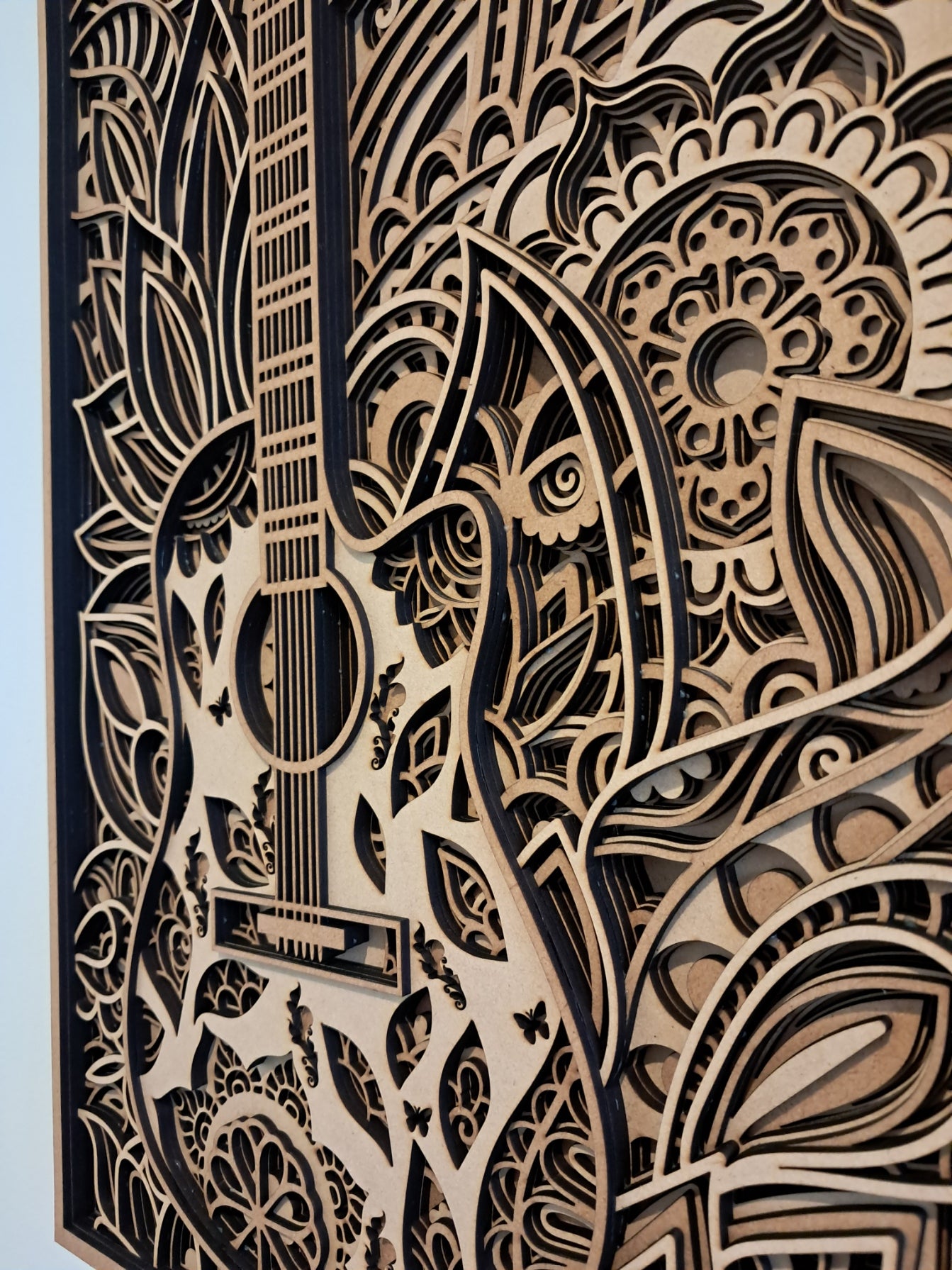 Mandala Guitar - 9 Layer, Laser Cut Wall Art