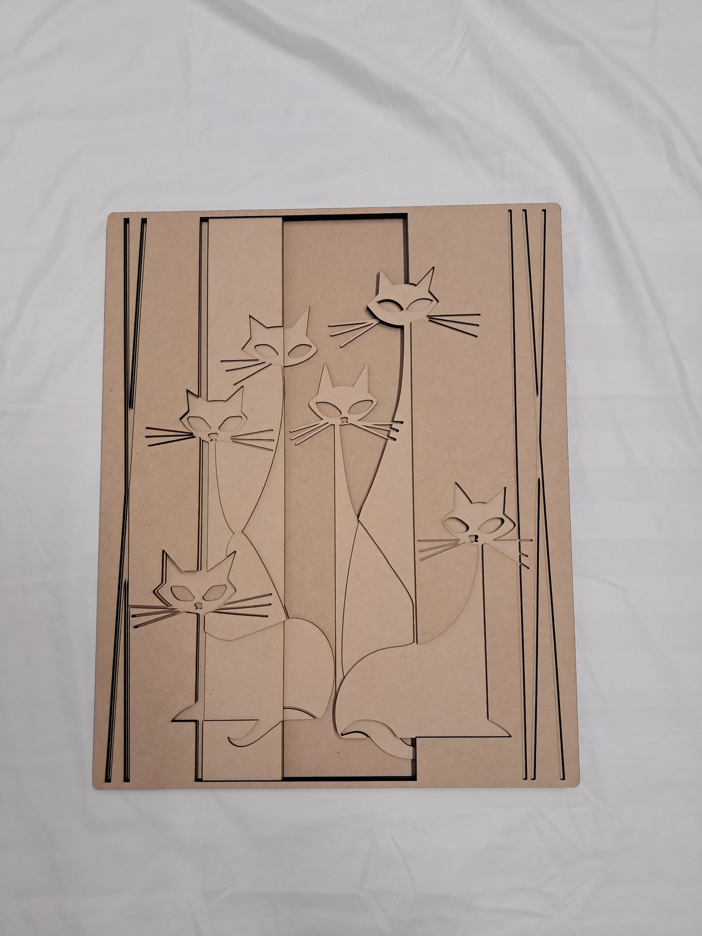 5 Layer, Laser Cut Wall Art Kit - Abstract Cat