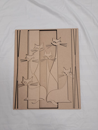 5 Layer, Laser Cut Wall Art Kit - Abstract Cat - Urban Vibe Studio