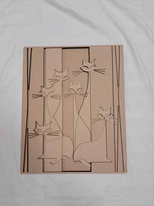 5 Layer, Laser Cut Wall Art Kit - Abstract Cat