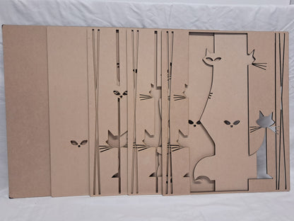 5 Layer, Laser Cut Wall Art Kit - Abstract Cat - Urban Vibe Studio