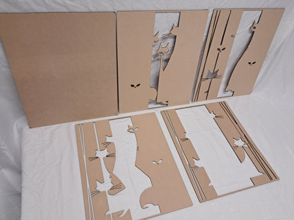 5 Layer, Laser Cut Wall Art Kit - Abstract Cat - Urban Vibe Studio