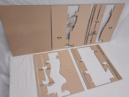 5 Layer, Laser Cut Wall Art Kit - Abstract Cat