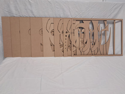 8 Layer, Laser Cut Wall Art Kit - Abstract Faces