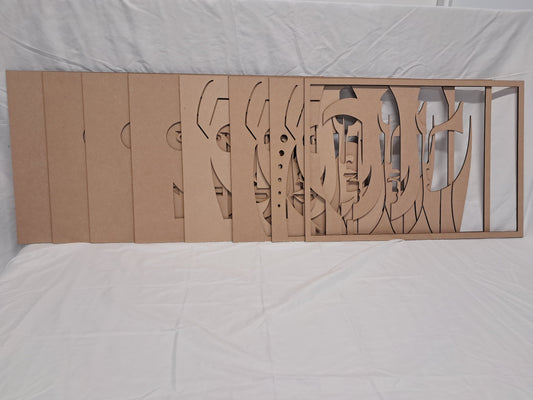 8 Layer, Laser Cut Wall Art Kit - Abstract Faces