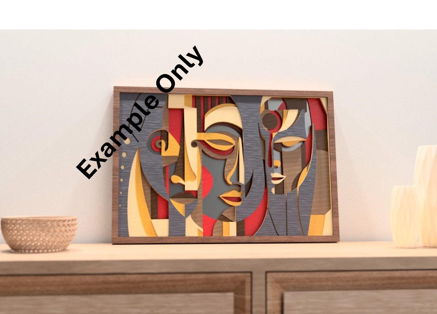 8 Layer, Laser Cut Wall Art Kit - Abstract Faces