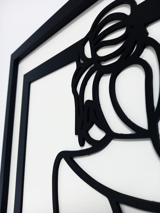 Wine Time Girl - Laser Cut Wooden Wall Art, Framed - 53cm x 43cm x 3cm