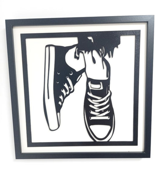 Trendy Sneaker Image - Laser Cut Wall Art, Framed - 43cm x 43cm x 3cm