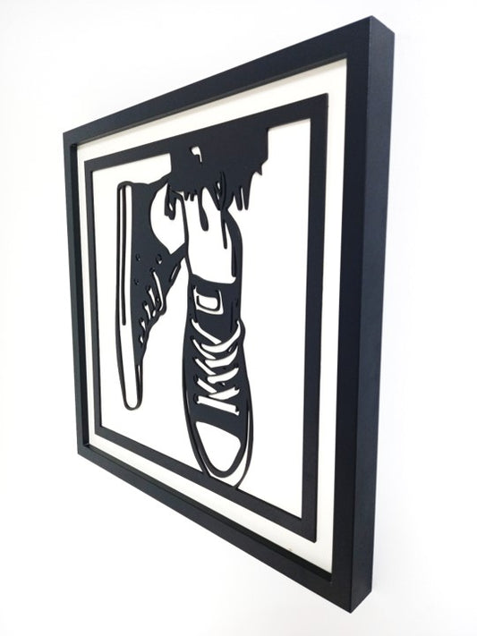 Trendy Sneaker Image - Laser Cut Wall Art, Framed - 43cm x 43cm x 3cm
